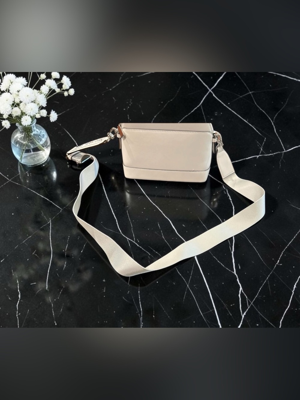 Michael Kors Optic White MK Logo Crossbody Bag with Branded Strap NWT - Picture 4 of 5